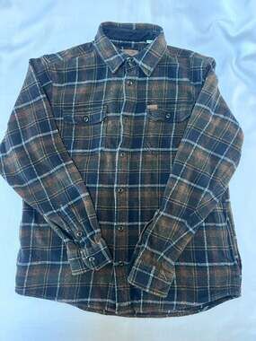 Orvis Size Medium Brown Plaid Flannel Long Sleeve Button Shirt